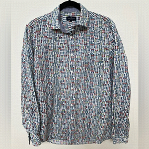 RUE ST. PATRICK Montreal Button Down Long Sleeve Shirt Eyeglasses Pattern Office